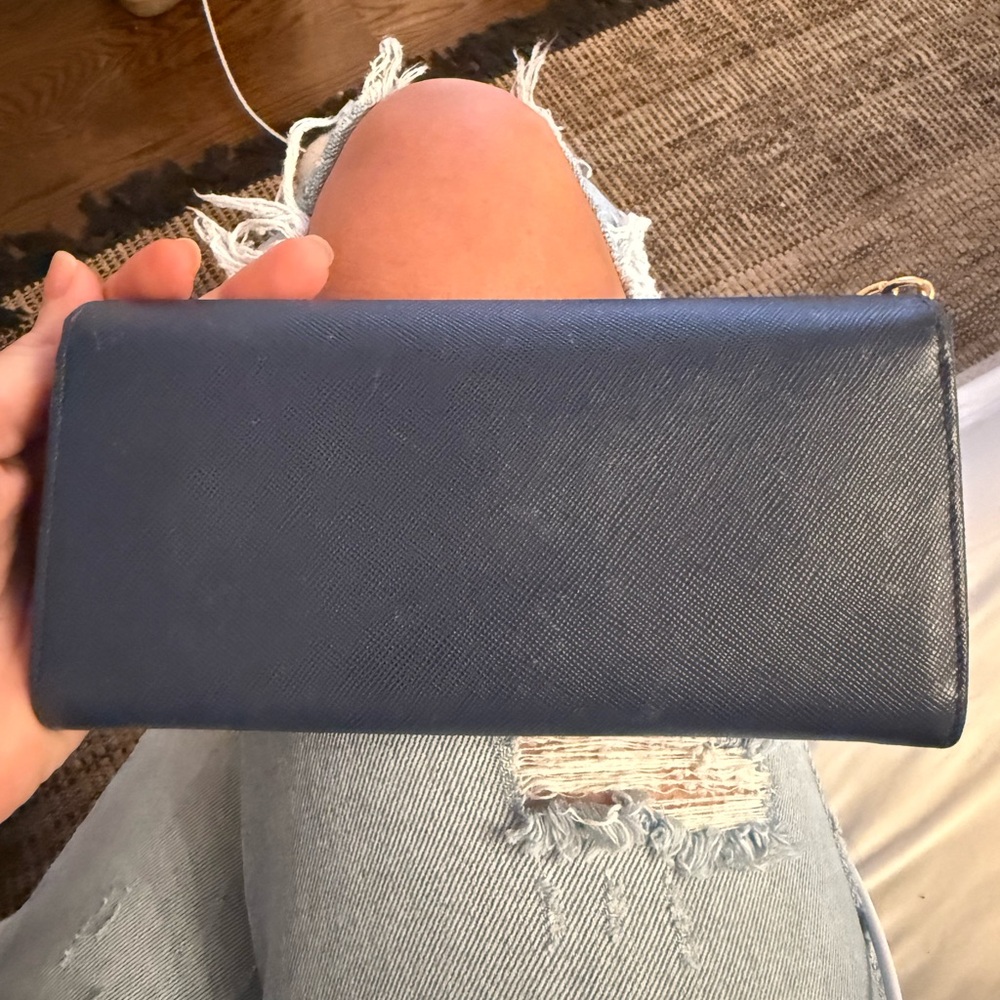 EUC Prada $990 Saffiano Leather Continental Waller blue with Chain & Card Holder - Picture 16 of 16